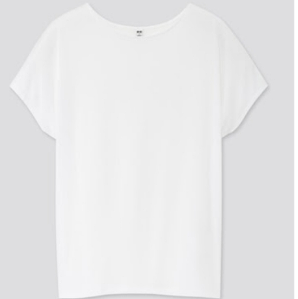 MOVING SALE! Uniqlo White Drape Crew Neck Top